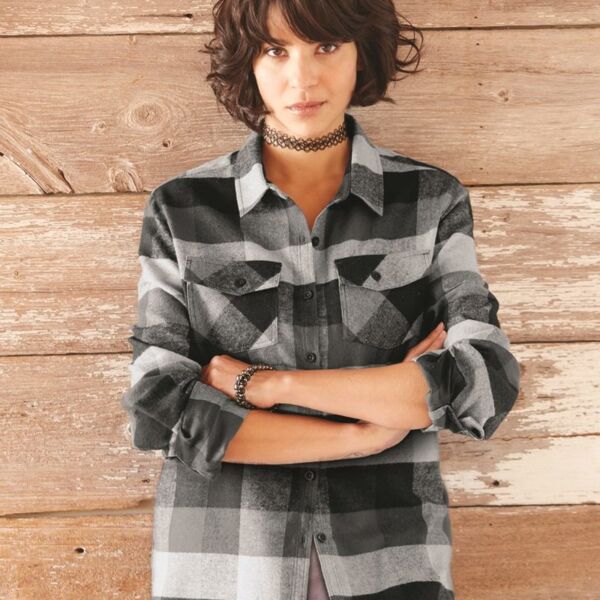 SEW N STITCHES - Women's Yarn-Dyed Long Sleeve Flannel Shirt Thumbnail