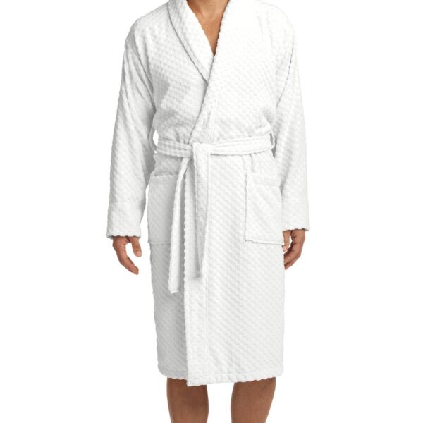 SEW N STITCHES - Checkered Terry Shawl Collar Robe Thumbnail